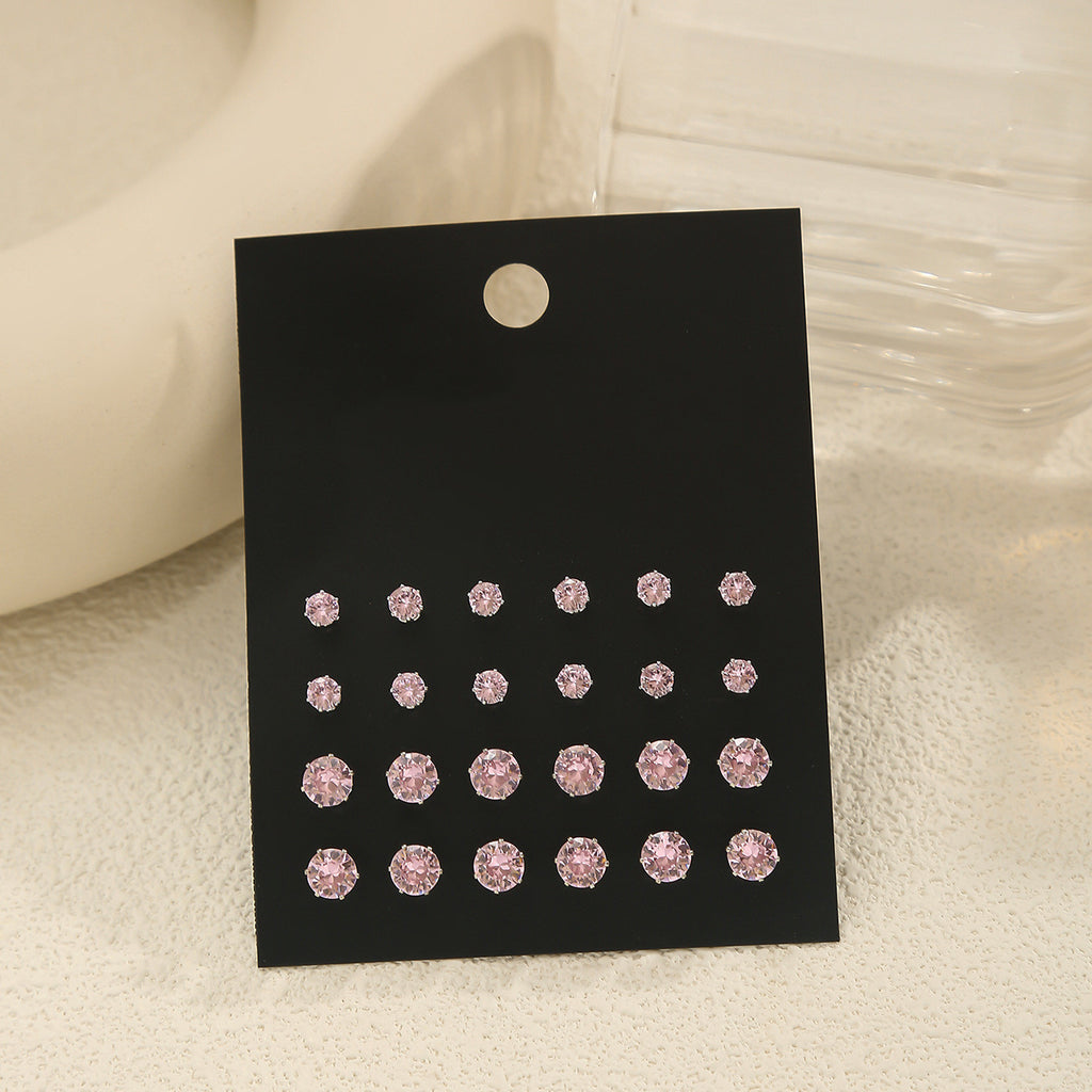 Elegant Pink Round Earrings Set for Women