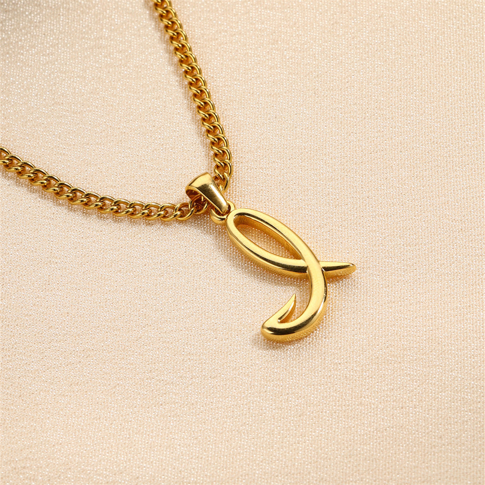 18K Gold Plated Stainless Steel Mini Letter Pendant Necklace