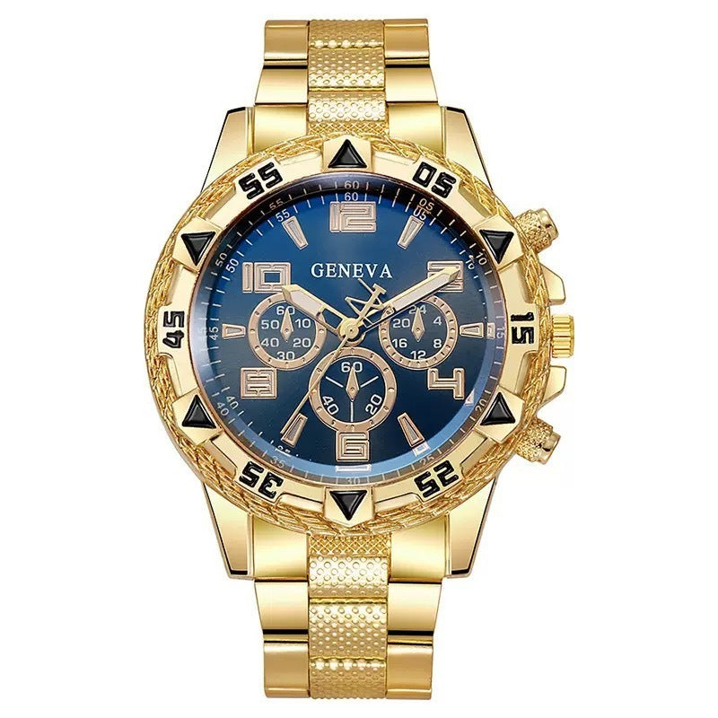 Blue Light Glass Men’s Business Quartz Watch – Stainless Steel Belt