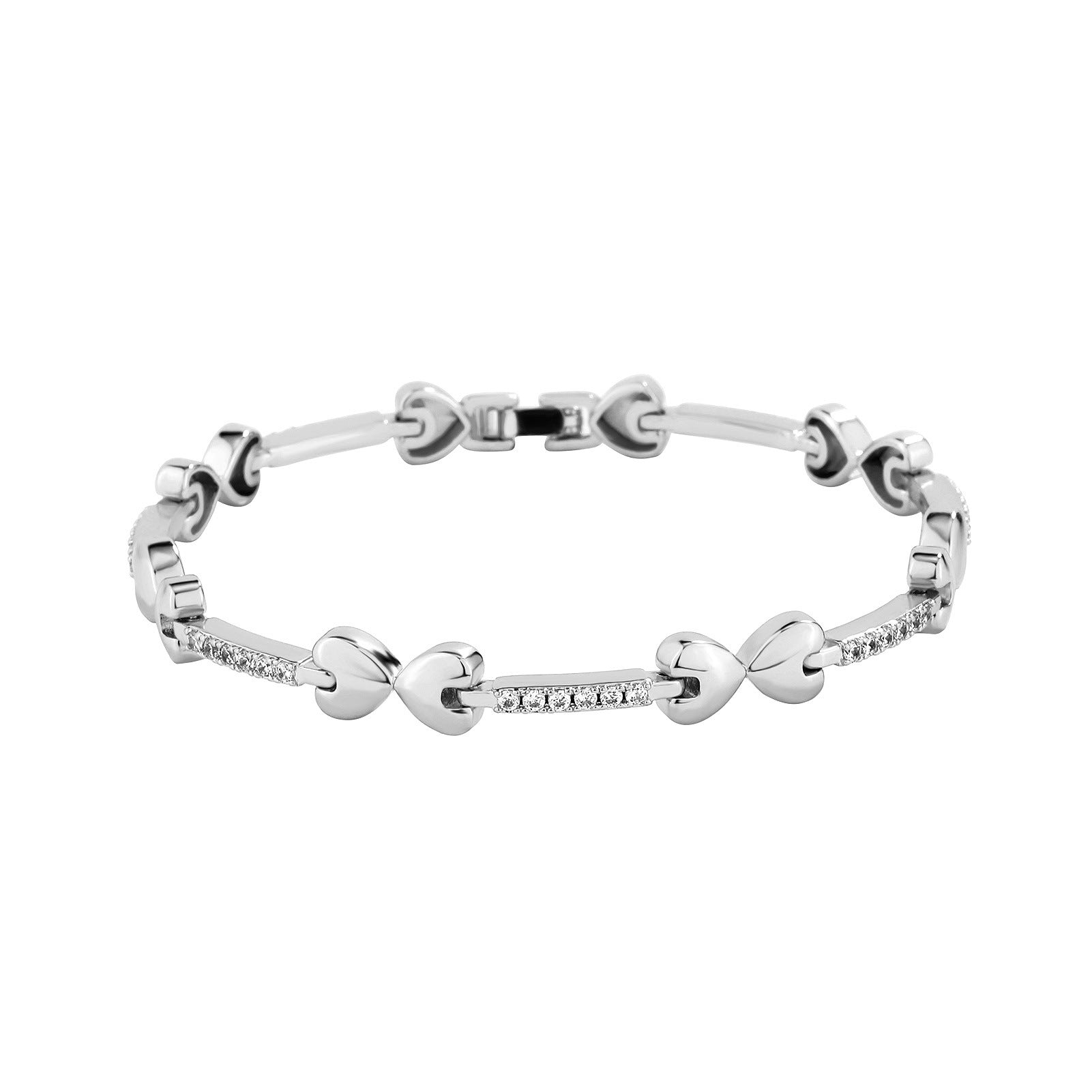 European Hip Hop Tennis Bracelet – Copper Zircon Inlaid with Box Clasp