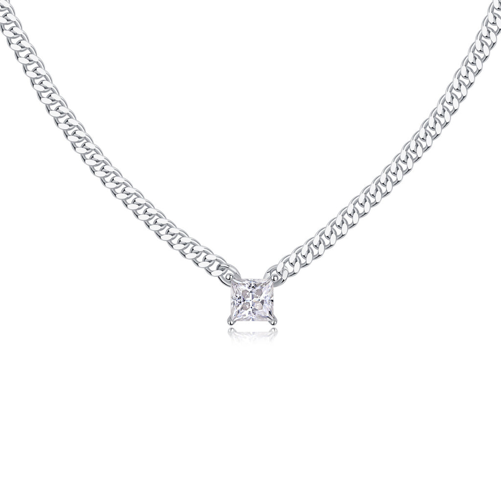 Zhang Yang – Luxurious Square Moissanite Pendant in S925 Sterling Silver