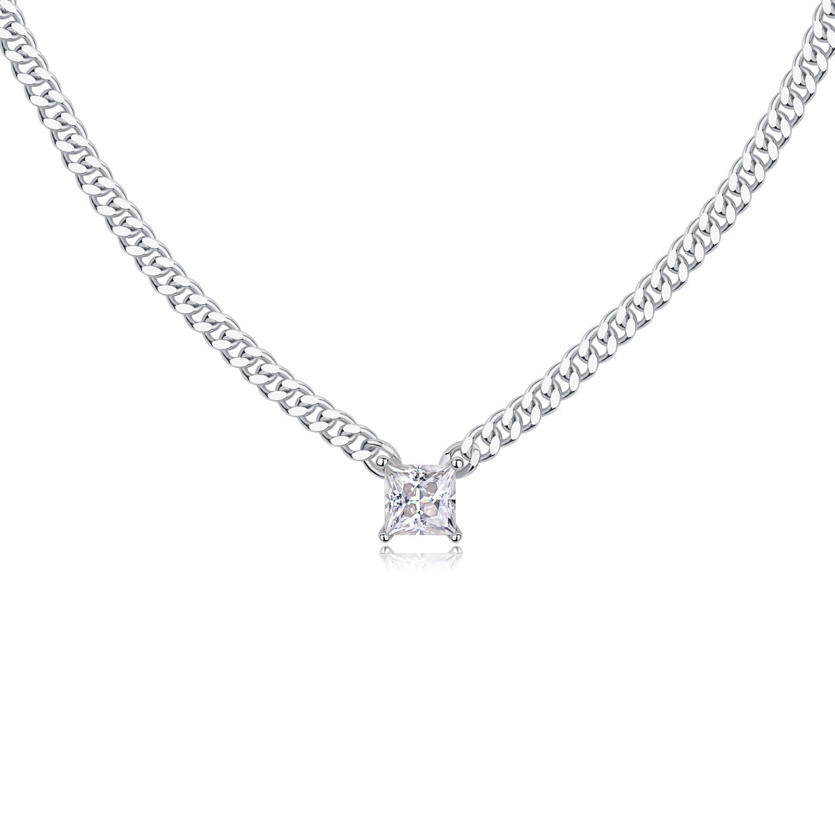Zhang Yang – Luxurious Square Moissanite Pendant in S925 Sterling Silver