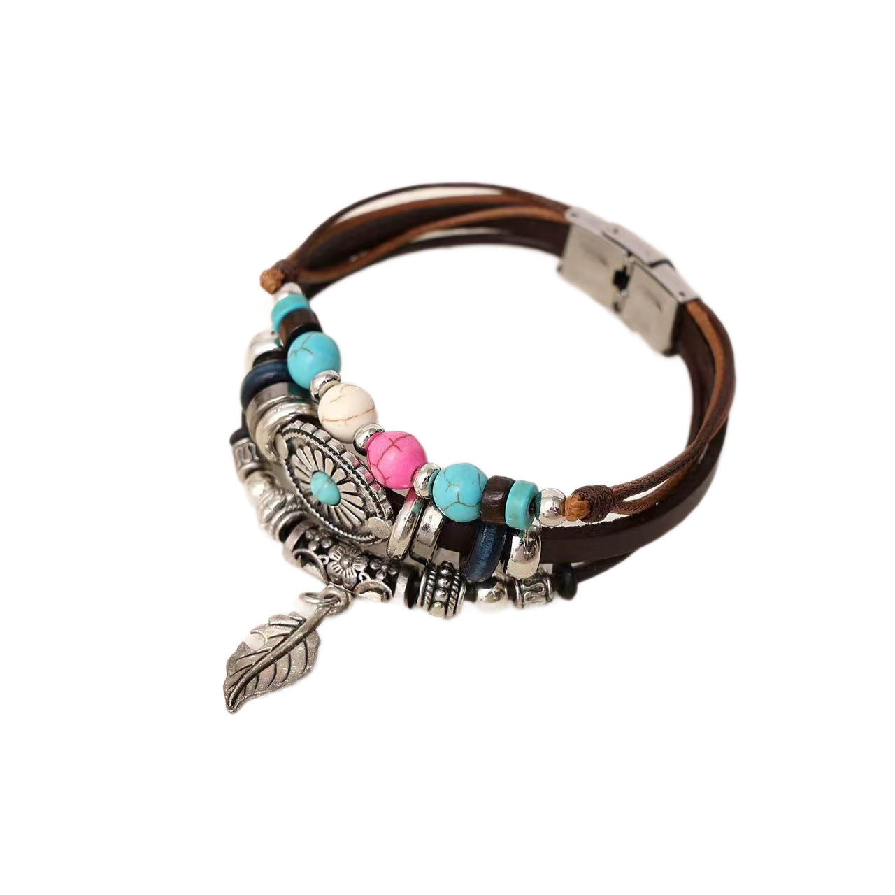 Bohemian Turquoise Leather Bracelet – Ethnic Retro Indian Style