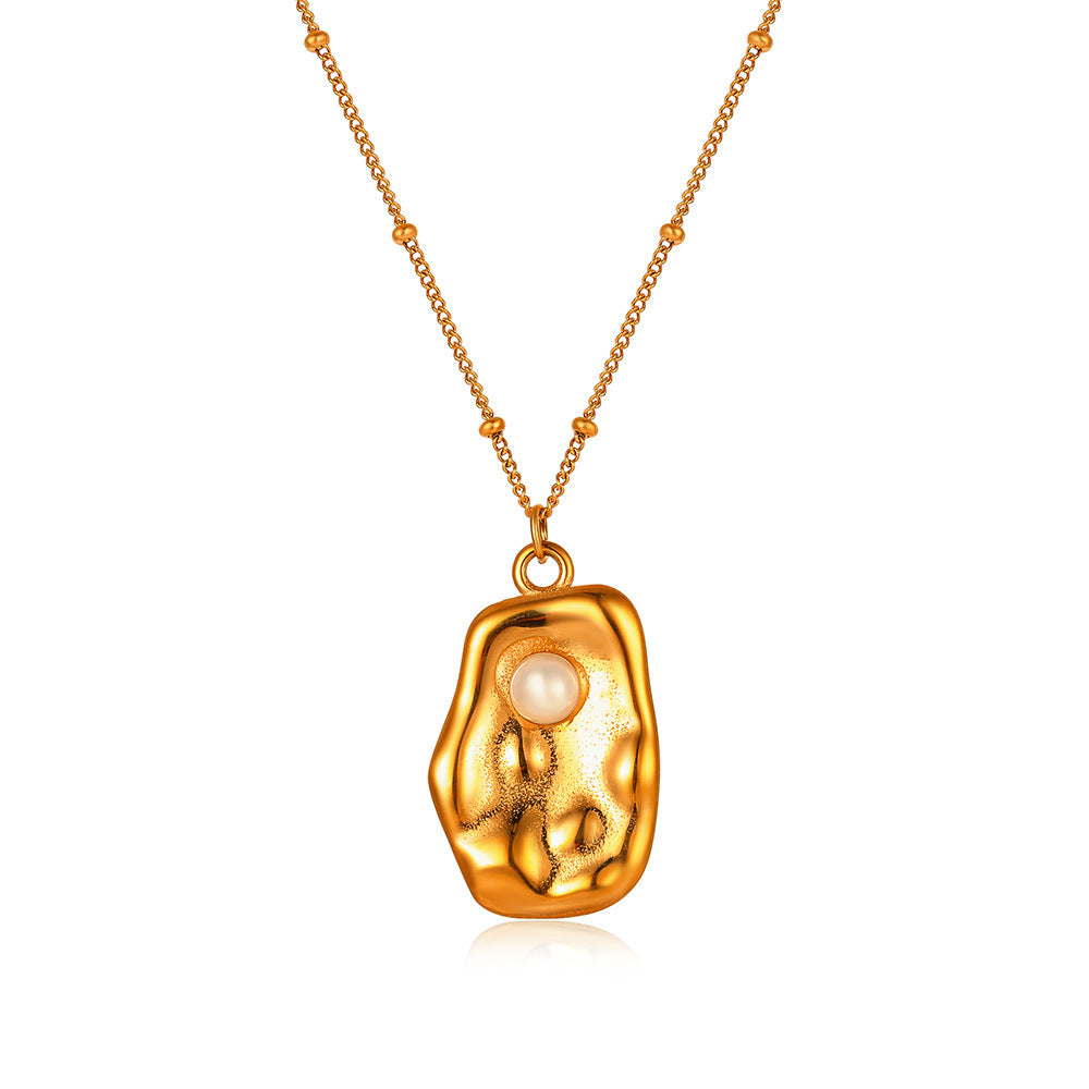 French Style 18K Gold-Plated Stainless Steel Pendant Necklace – Elegant Women’s Jewellery