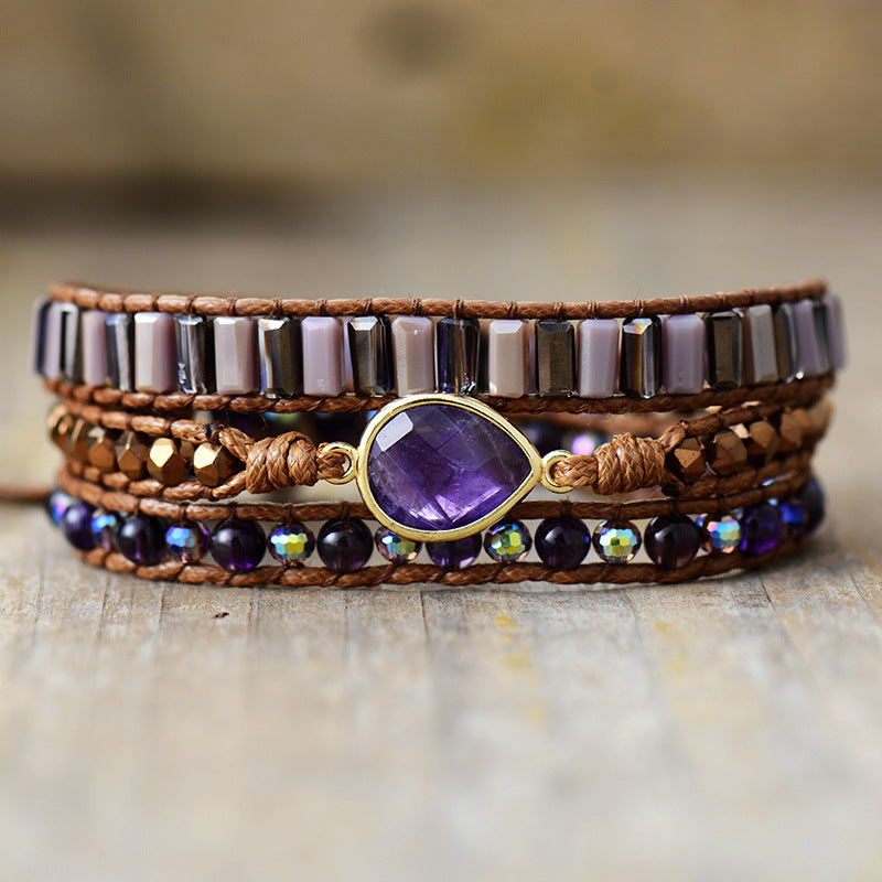 European & American Style Amethyst Bracelet – Woven Handmade Design