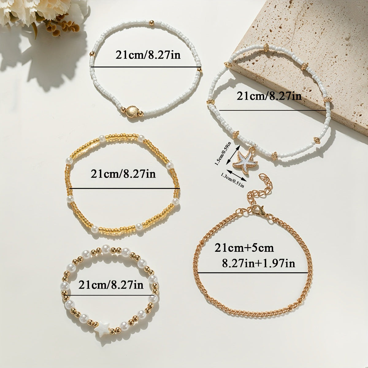 5-Piece Women’s Fashion Anklets Set – Stylish Foot Jewelry for Women