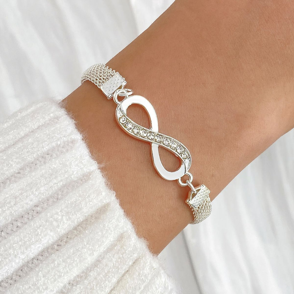 Fashion Exquisite 8-Word Infinity Silver-Plated Bracelet