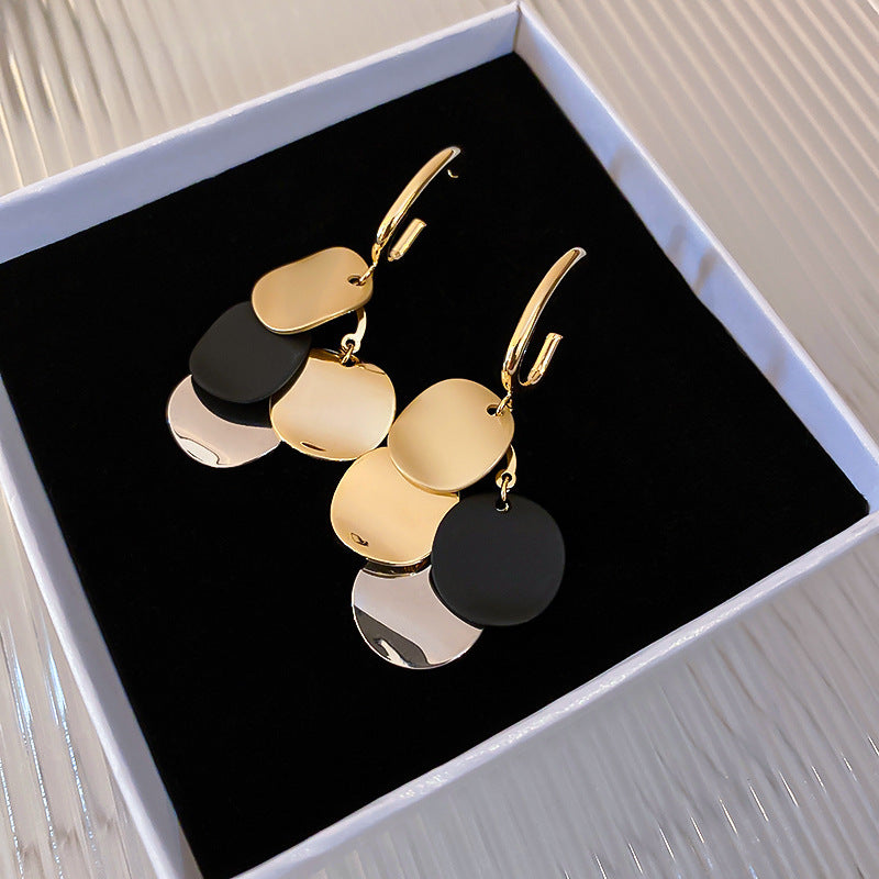 Frosty Metallic Sequin Circle Earrings – Silver Needle Hooks