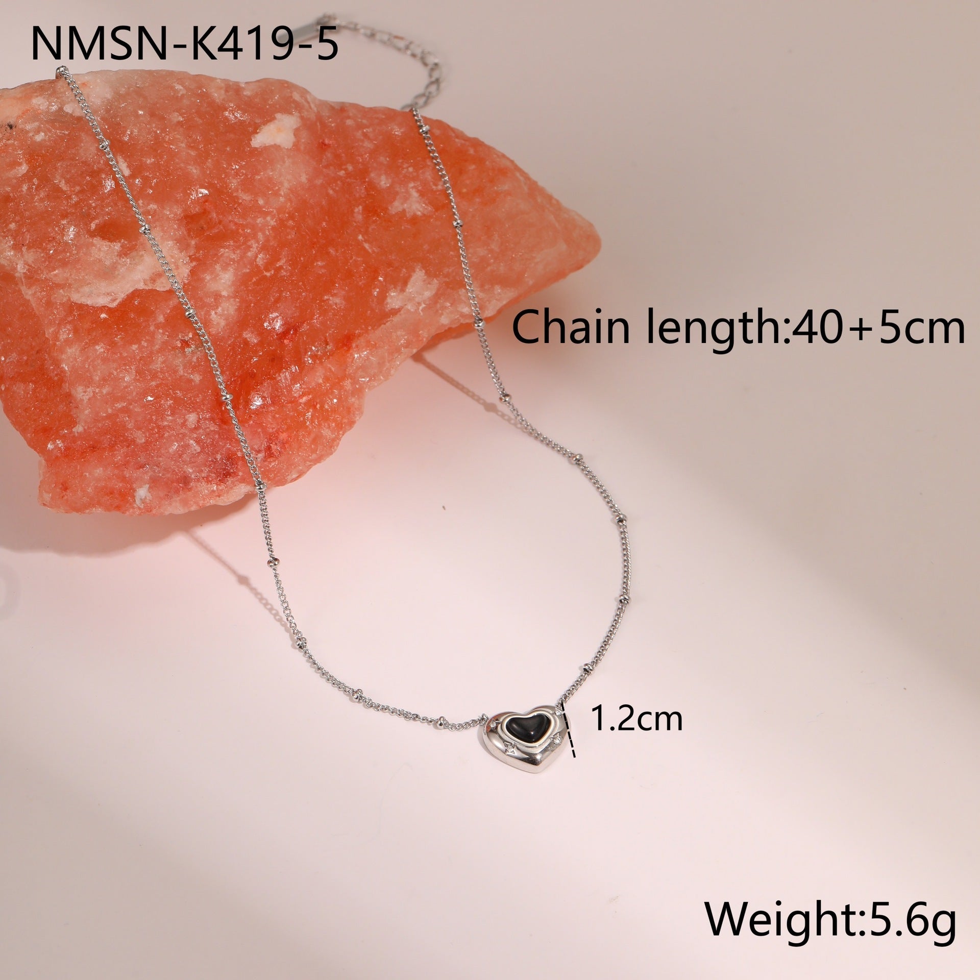 Fashion Love Heart-Shaped Natural Stone Pendant Necklace – Titanium Steel Women’s Jewellery