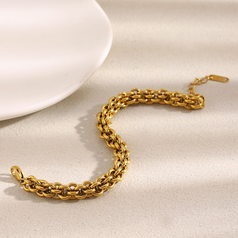 Unisex Hip Hop Stainless Steel Bracelet – Personalized Retro Style