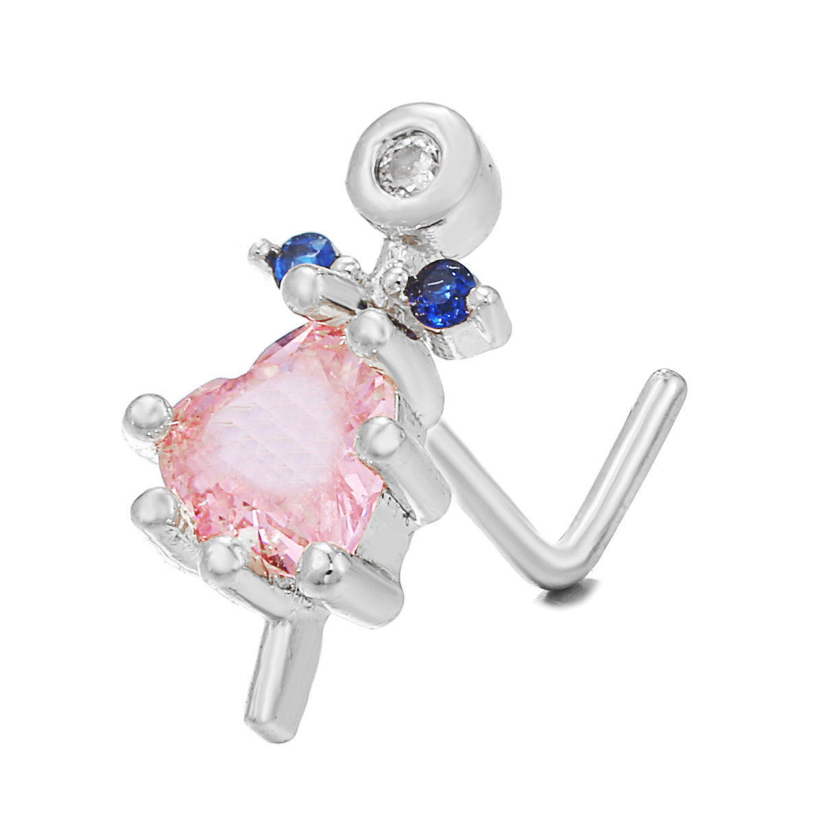 Zircon Geometric Nose Stud – 18K Gold & Brass Fashion Jewellery for Women