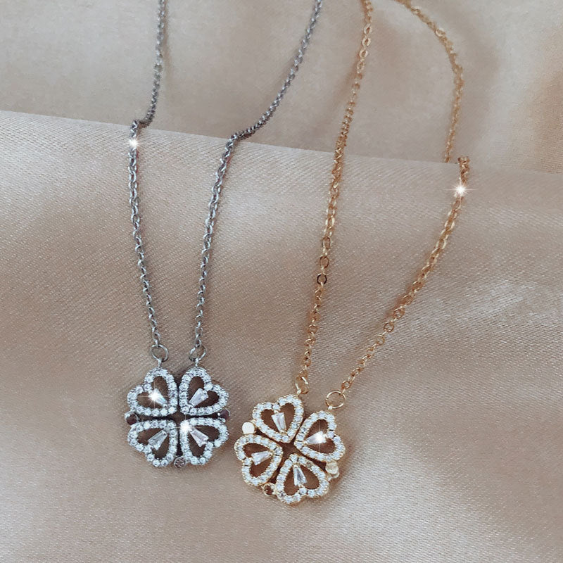 Detachable Four-Leaf Clover Necklace – Women’s Multi-Wear Zircon Chain