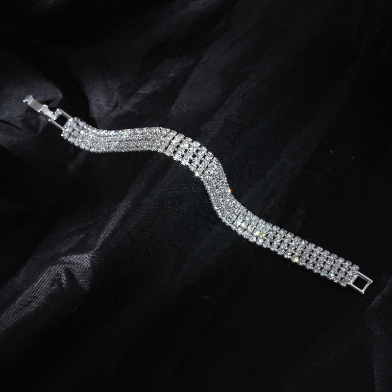 Women’s Three-Row Diamond Bracelet – European & American Style