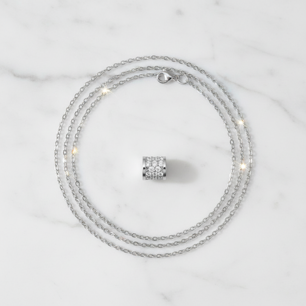 Barrel Necklace on White Marble