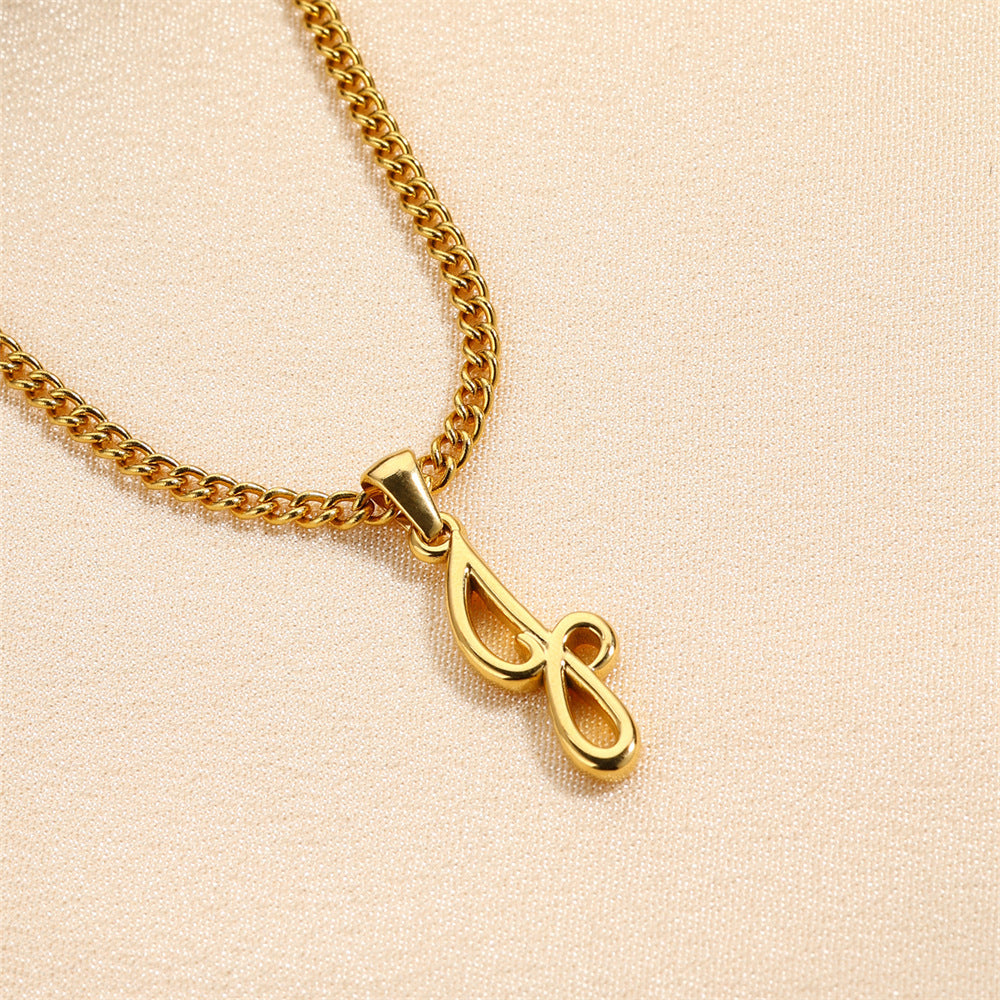 18K Gold Plated Stainless Steel Mini Letter Pendant Necklace