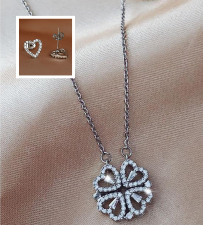 Detachable Four-Leaf Clover Necklace – Women’s Multi-Wear Zircon Chain