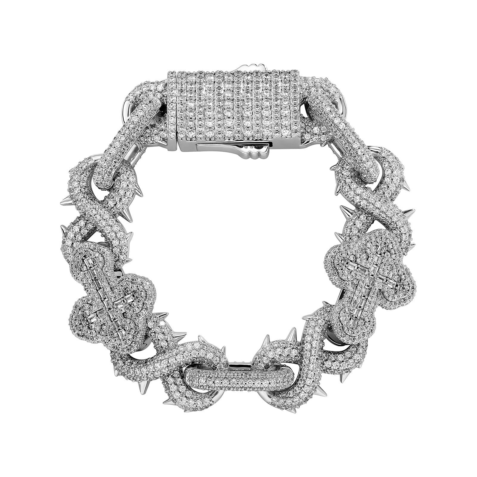 Iced Out 8 Figure Thorn Cuban Chain Necklace – European Hip Hop Style