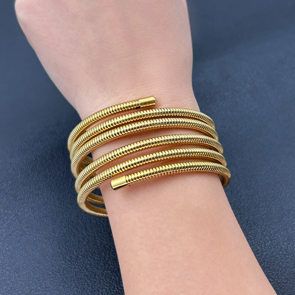 Multi-Layer Spring Bracelet – 18K Gold Plated Stainless Steel