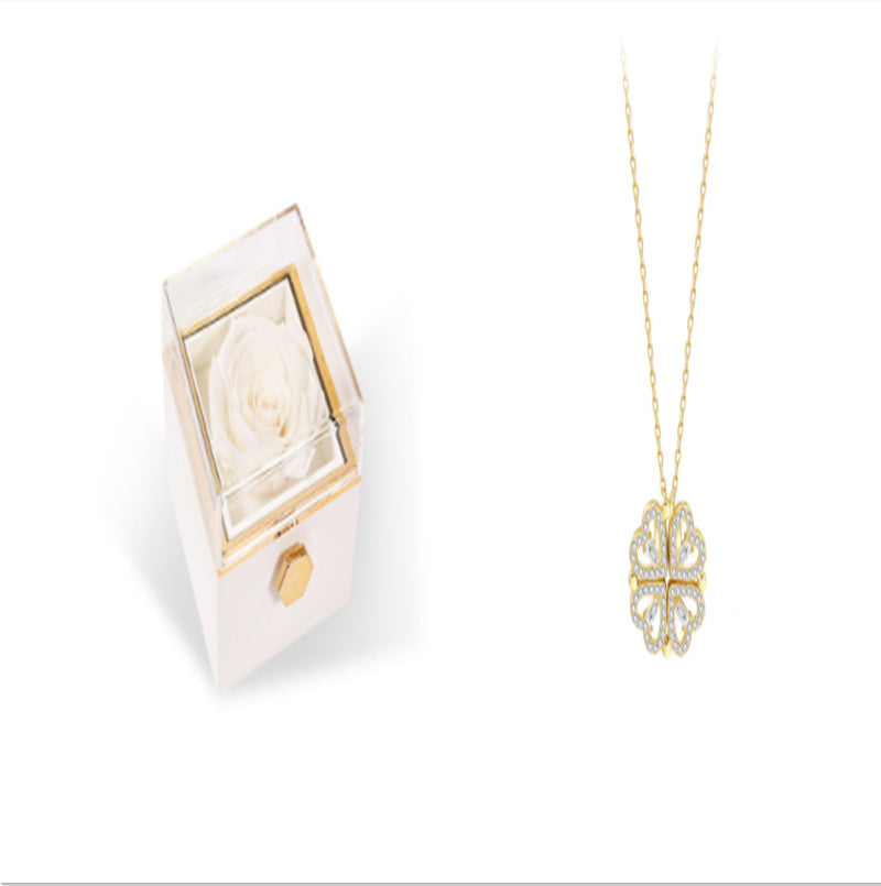 Detachable Four-Leaf Clover Necklace – Women’s Multi-Wear Zircon Chain