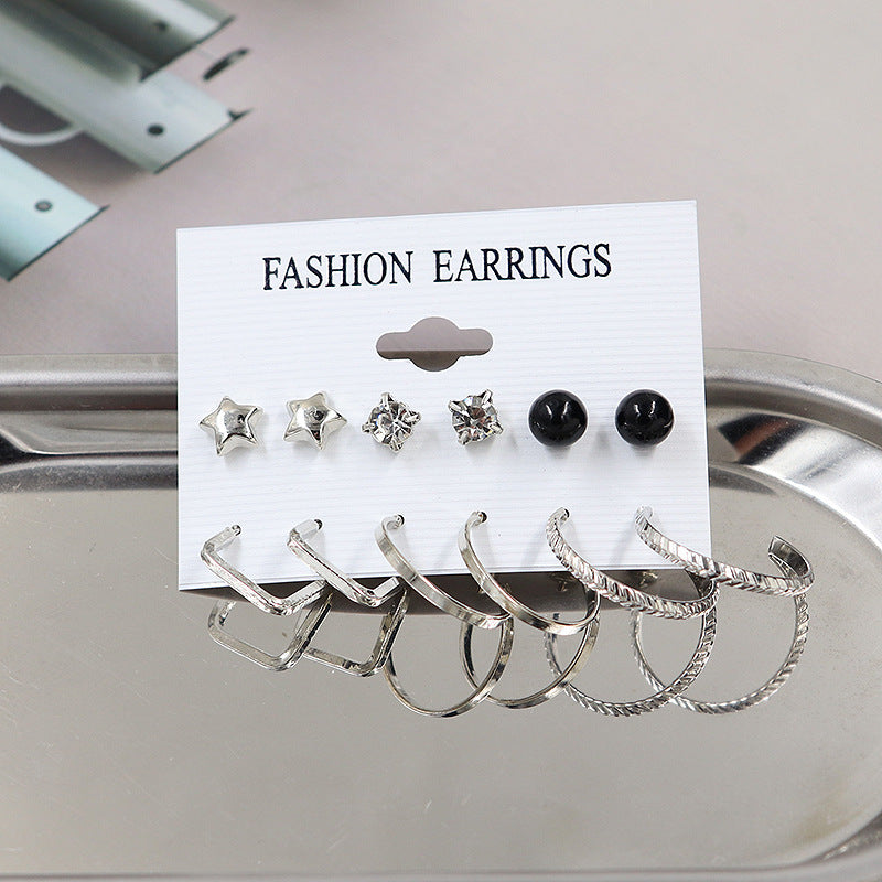 6-Pair Diamond Earrings Set – Simple & Elegant Jewellery for Women