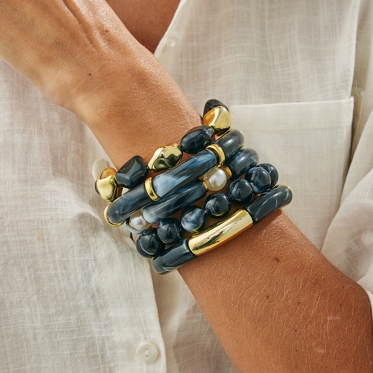 Handmade Beaded Bamboo Resin Bracelet