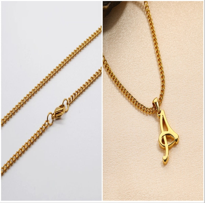 18K Gold Plated Stainless Steel Mini Letter Pendant Necklace