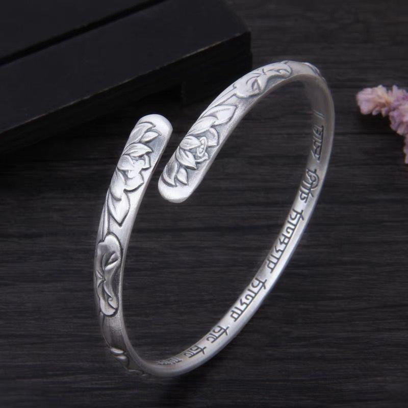 Korean-Style Thai Black Alloy Rose & Camellia Bracelet