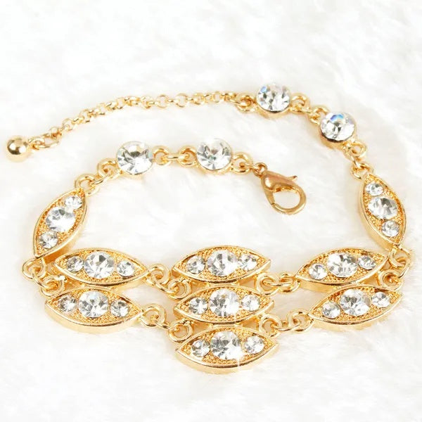 Elegant Burnished Gold Rhinestone Bracelet