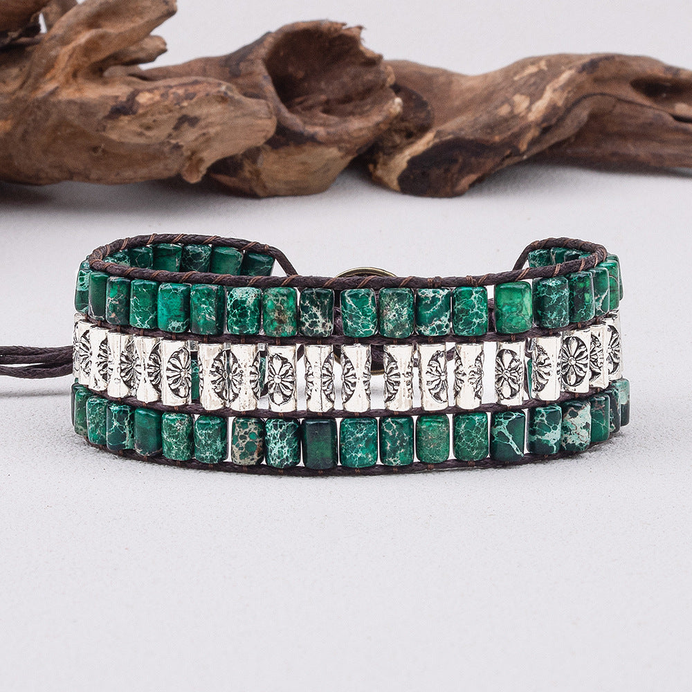 Purple Bohemian Braided Bracelet – Vintage Cylindrical Design