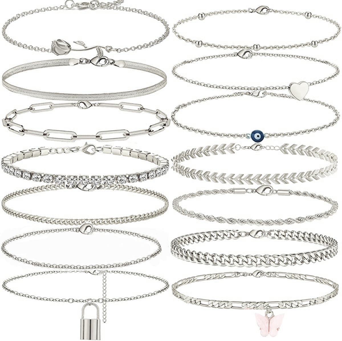 14/16/20-Piece Anklet Set for Women – Gold & Silver Foot Bracelets
