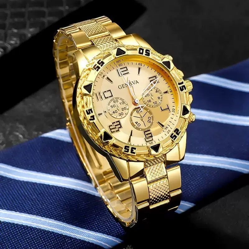 Blue Light Glass Men’s Business Quartz Watch – Stainless Steel Belt