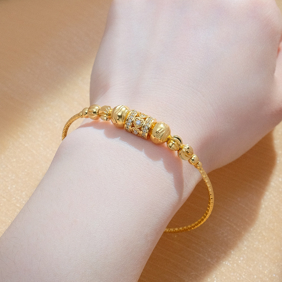 Elegant African Arabic Gold Bracelet for Women – Round Spherical Bangle Jewellery