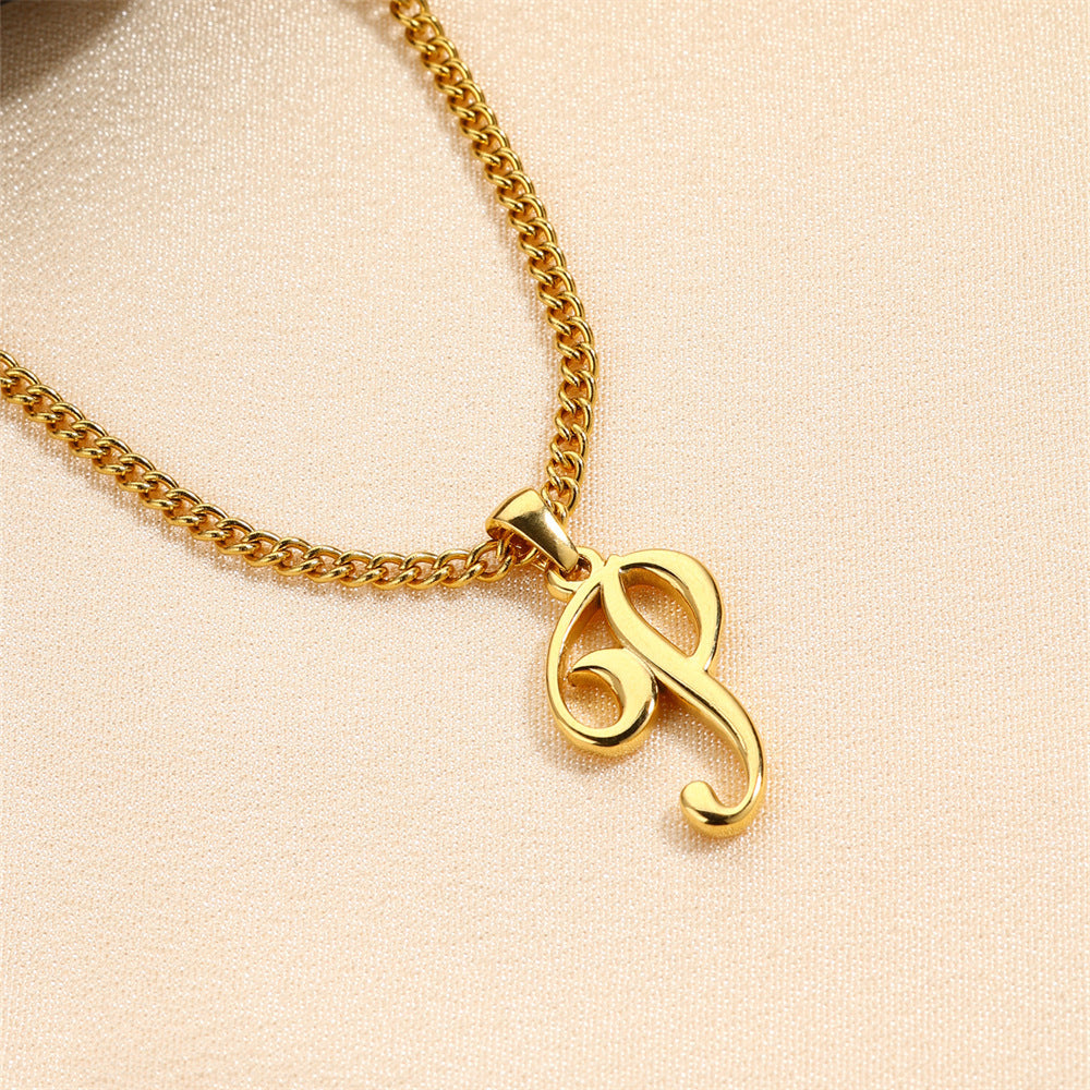 18K Gold Plated Stainless Steel Mini Letter Pendant Necklace