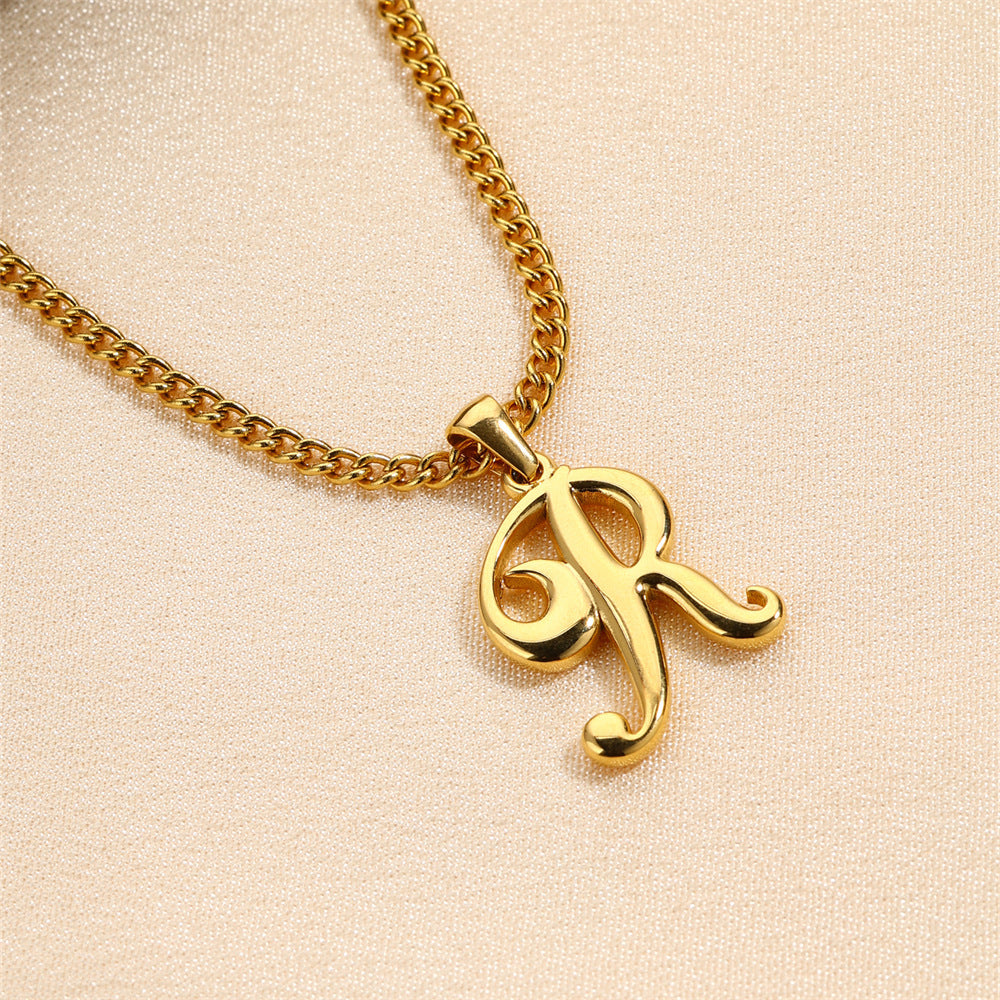 18K Gold Plated Stainless Steel Mini Letter Pendant Necklace