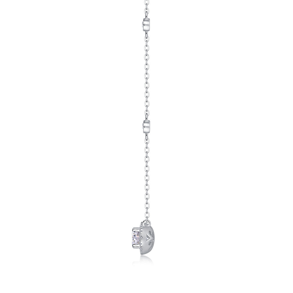 White Summer Night – Luxurious Egg-shaped Moissanite Pendant Jewellery Set in S925 Sterling Silver with Platinum Plating