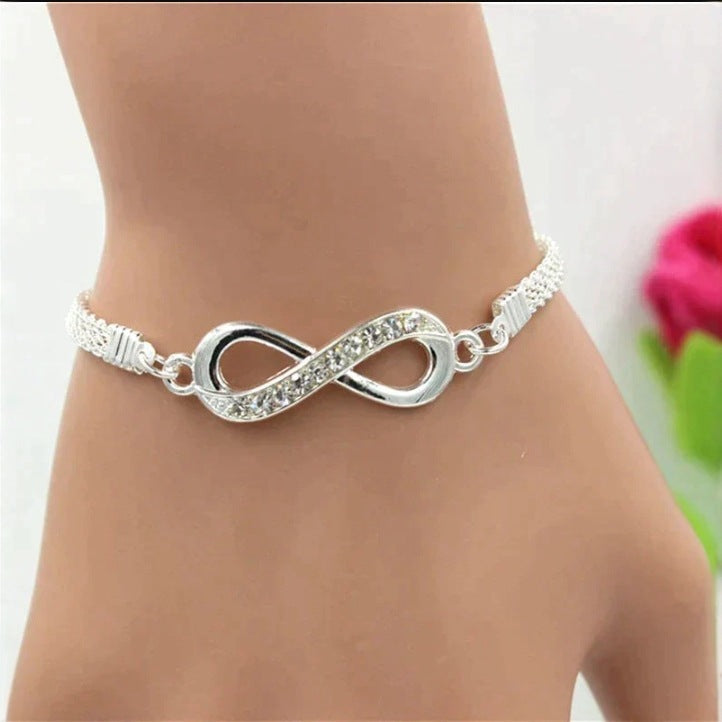 Fashion Exquisite 8-Word Infinity Silver-Plated Bracelet