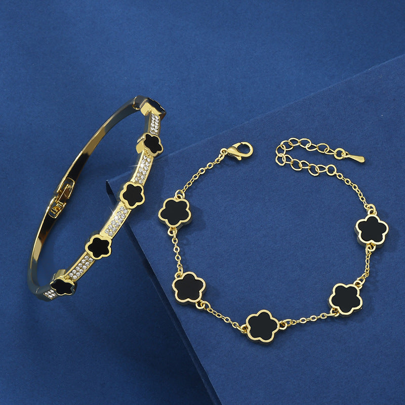 Five-Petal Flower Lace Bracelet Two-Piece Set – Elegant Women’s Jewellery