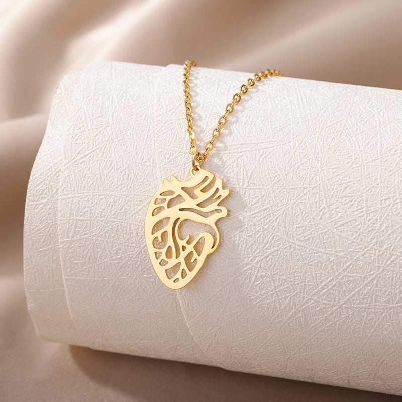 18K Gold Plated Stainless Steel Cutout Heart Necklace
