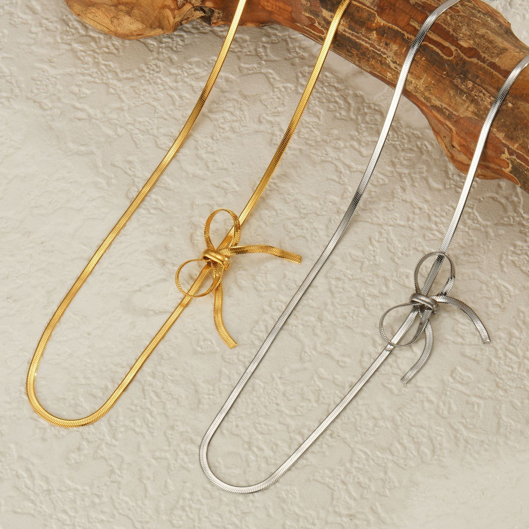 18K Gold Plated Stainless Steel Blade Chain Necklace for Women