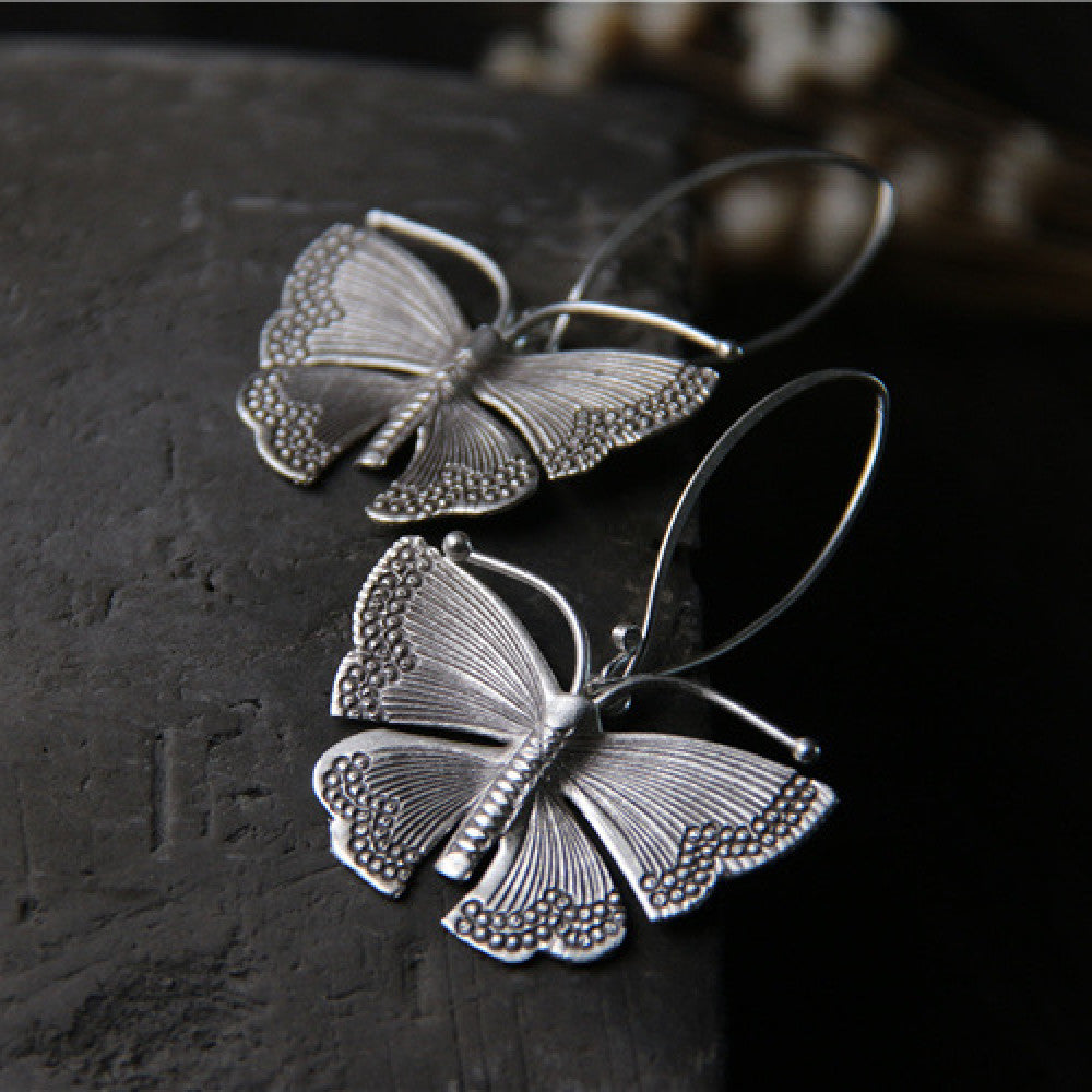 S925 Sterling Silver Vintage Butterfly Earrings – Elegant Women’s Jewelry