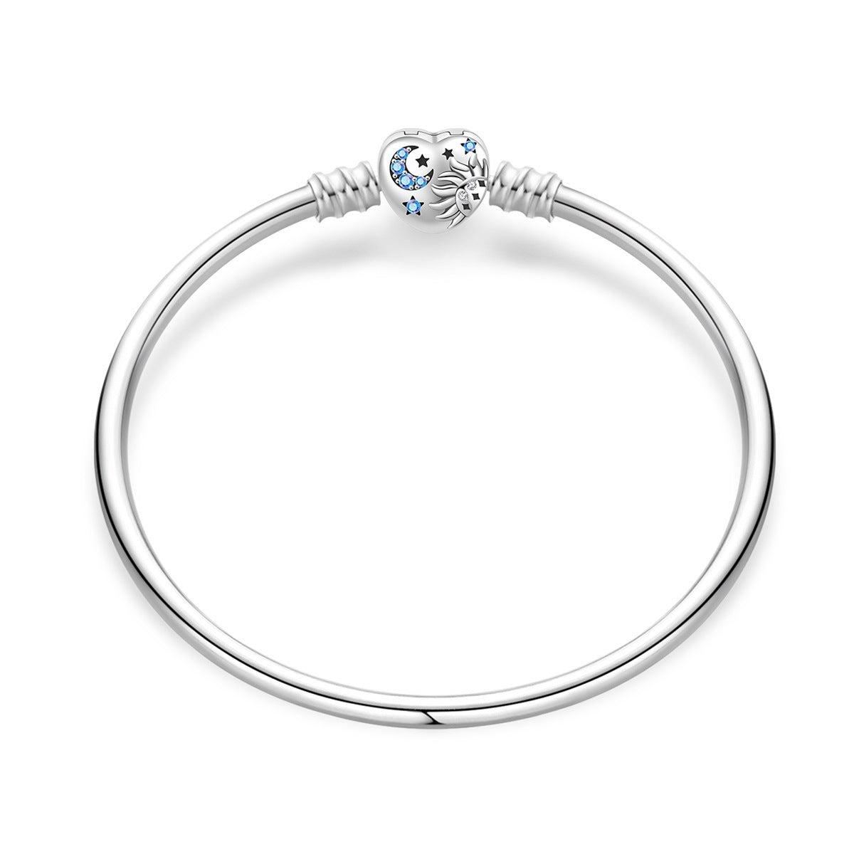 Love Star & Moon Bracelet – Silver-Plated Snake Bone and Flower-de-Luce Design