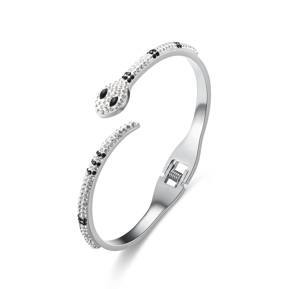 Green Eyed Snake Bracelet – Stainless Steel Micro Diamond-Set Jewellery