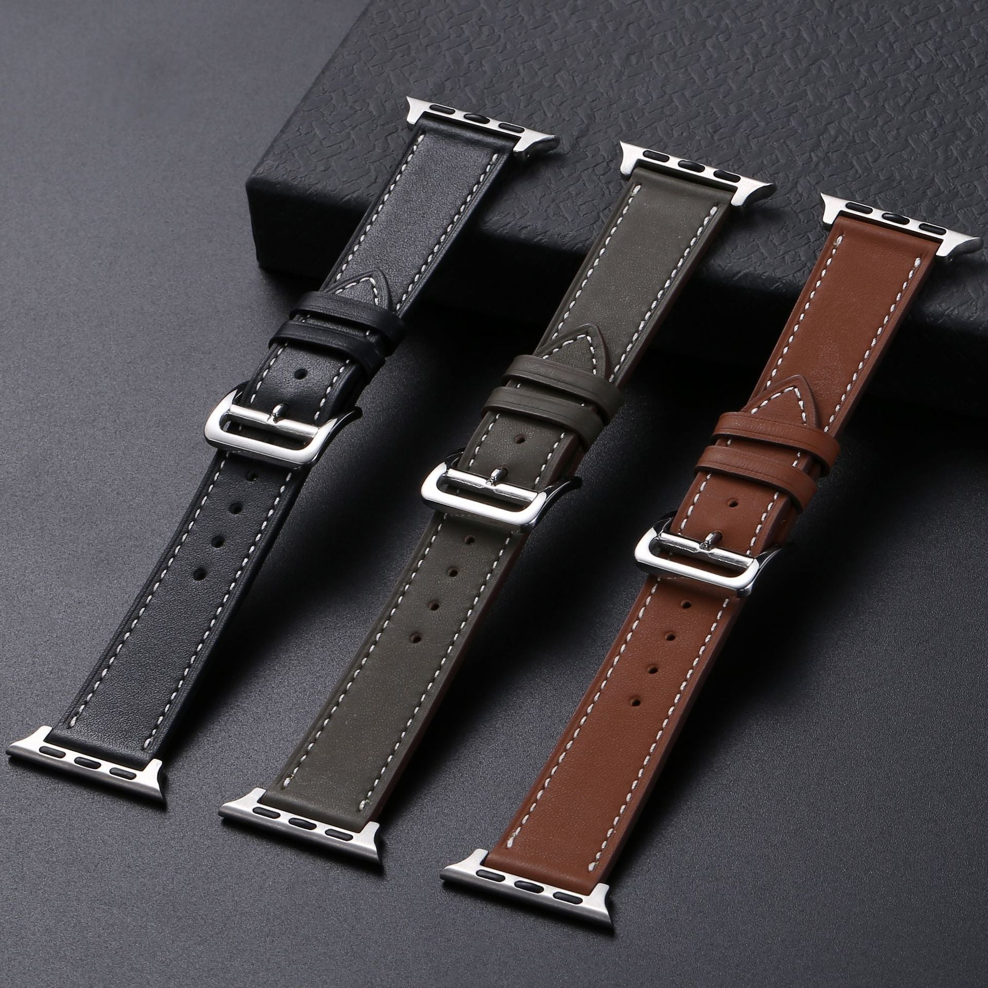 Genuine Cow Leather Watch Band – Casual Needle Pattern Strap for Watches