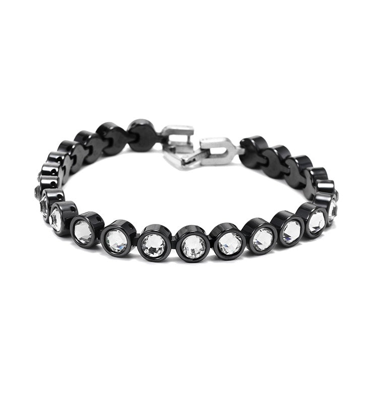 Hip-Hop Black Ceramic Diamond-Studded Bracelet