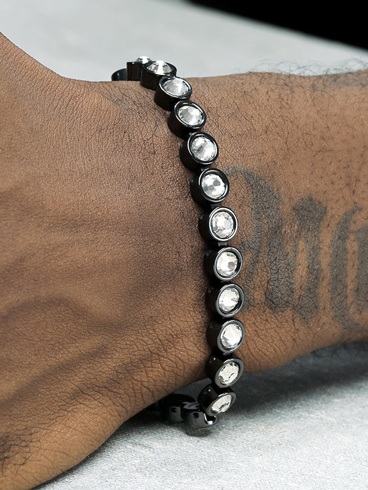 Hip-Hop Black Ceramic Diamond-Studded Bracelet