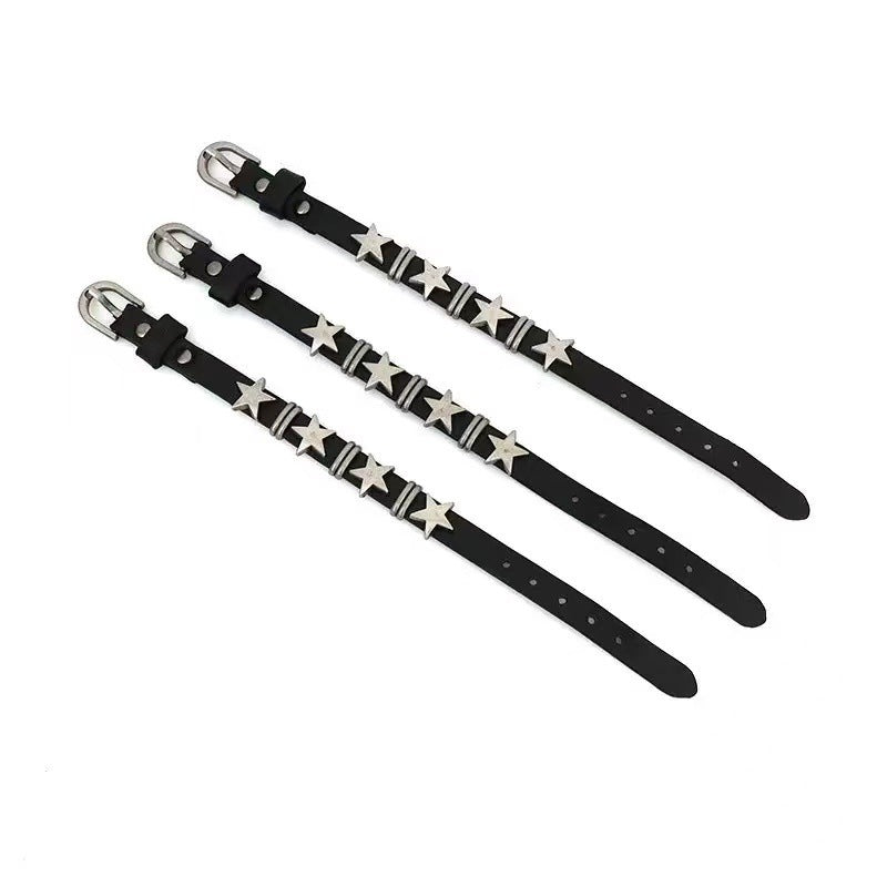 Men’s Punk Leather Bracelet – Five-Pointed Star Retro Style