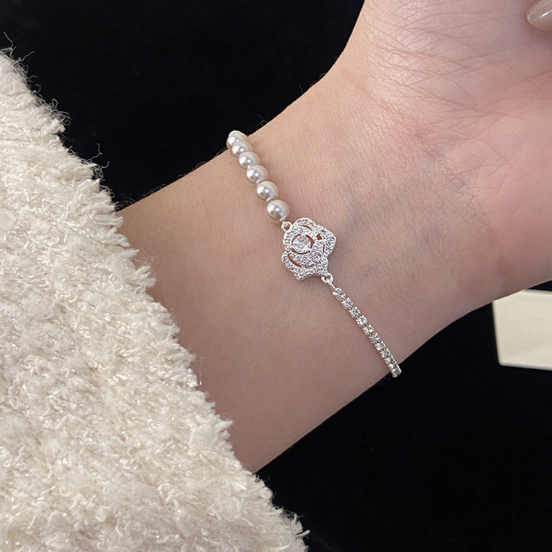 Korean-Style Flower Alloy Bracelet for Women