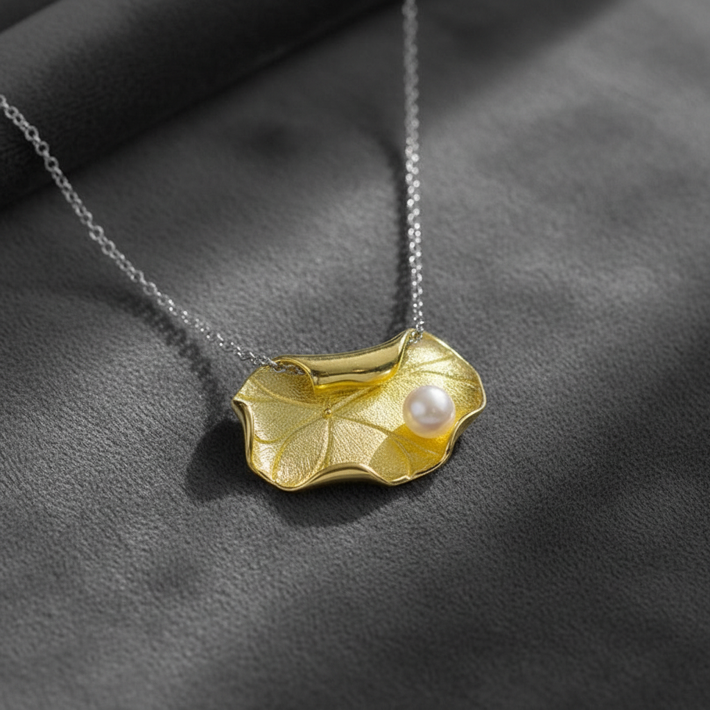 Citrine Shell Necklace on Grey Velvet