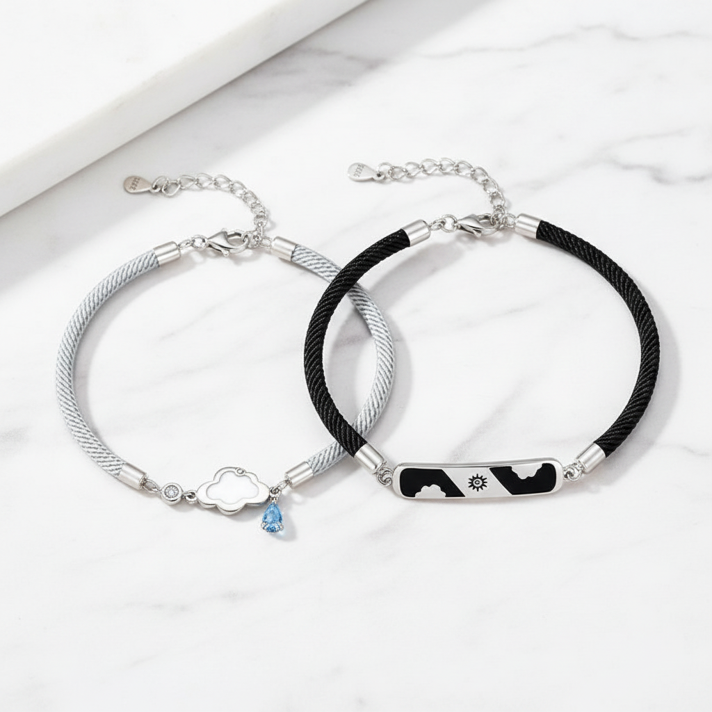 Couple Bracelets on White Marble