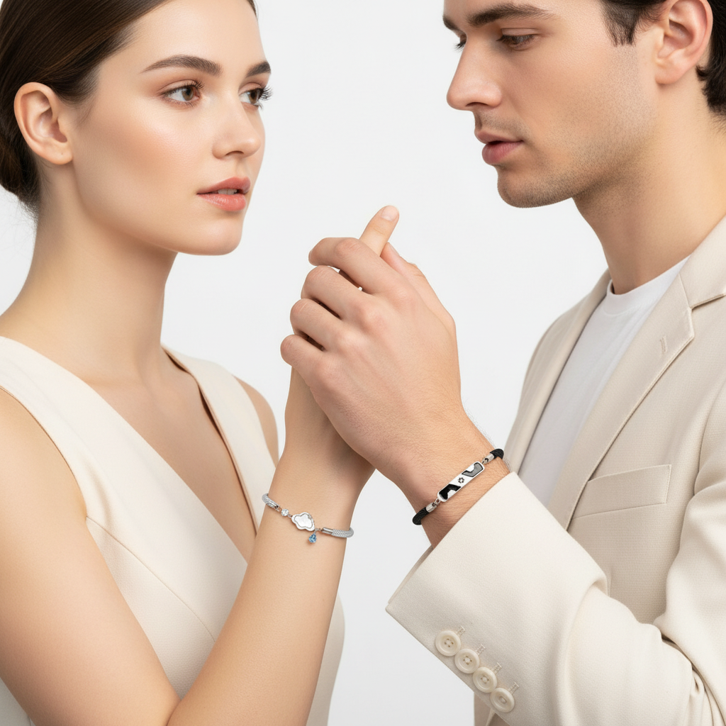 Couple Wearing Matching Bracelets
